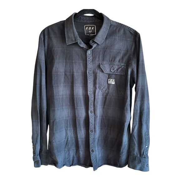 Fox Racing Men's Black Plaid Flannel Shirt Size L Long Sleeve Casual - Picture 1 of 6